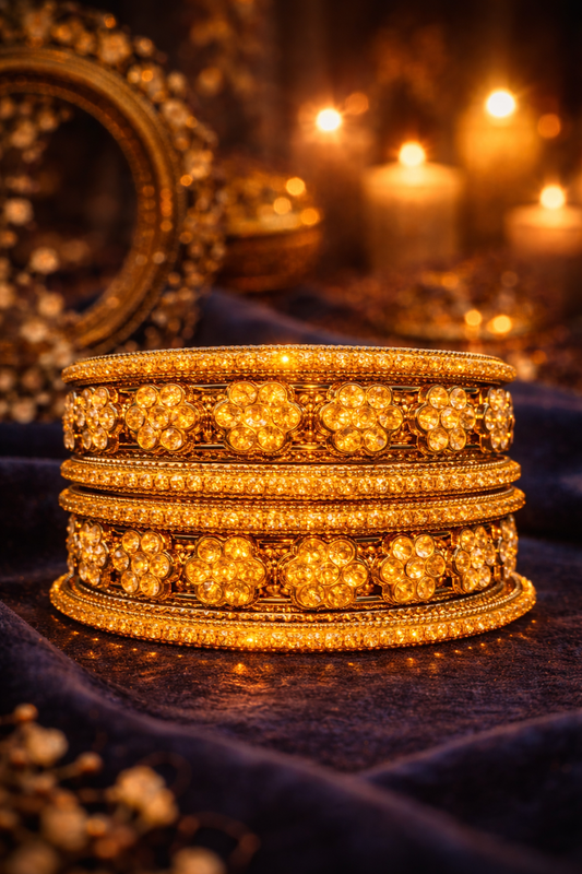 golden floral bangles