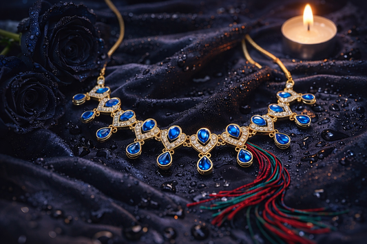 Blue Rose Drop Necklace