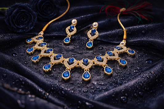 Blue Rose Drop Necklace