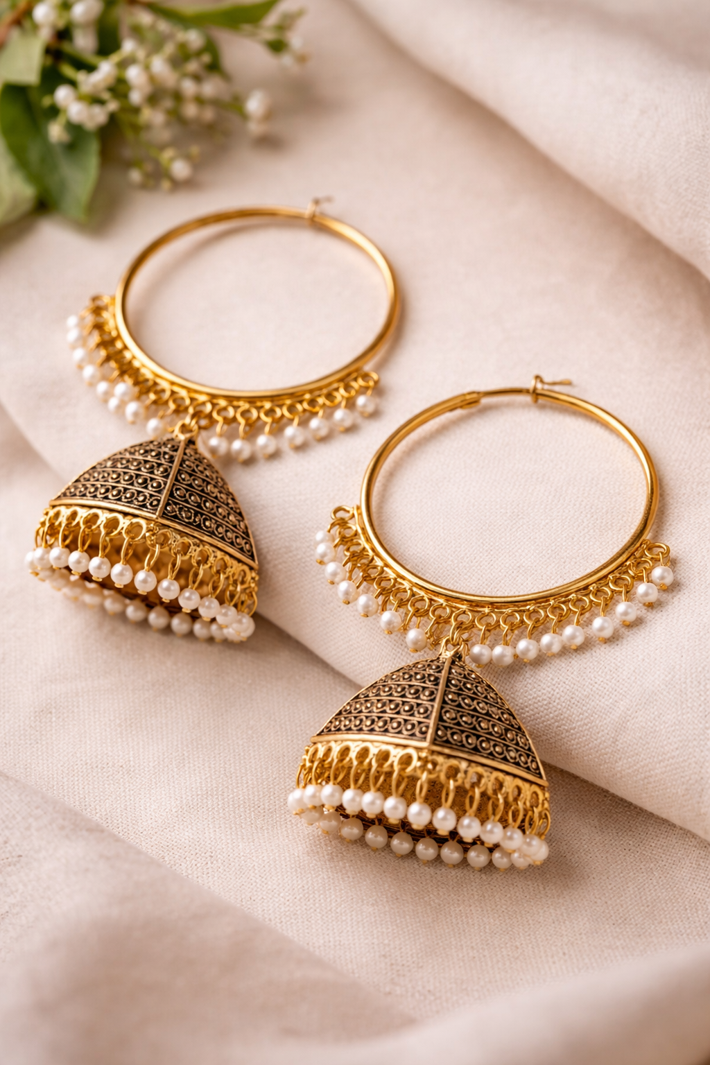 Pearl Veil Jhumka
