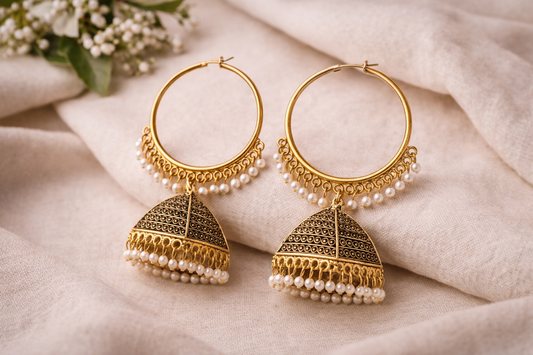 Pearl Veil Jhumka