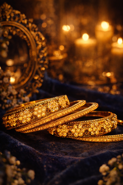golden floral bangles