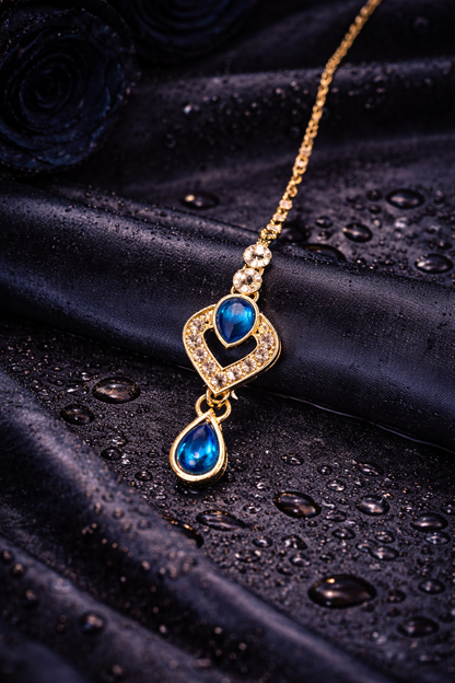 Blue Rose Drop Necklace