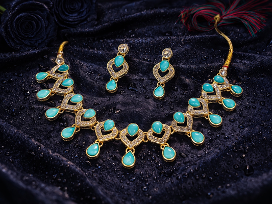 Aqua Rose drop Necklace