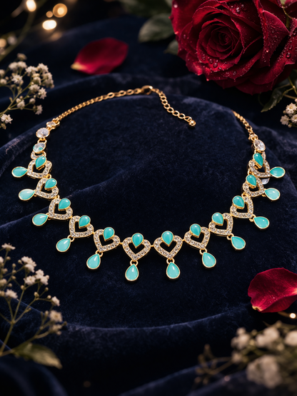 Aqua Rose drop Necklace